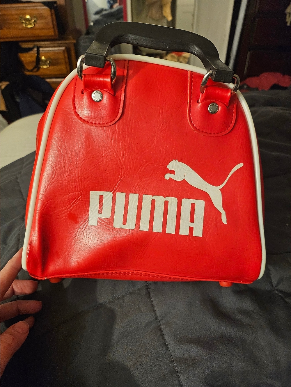 Puma Red Mini Bowling Bag with White Logo and Trim